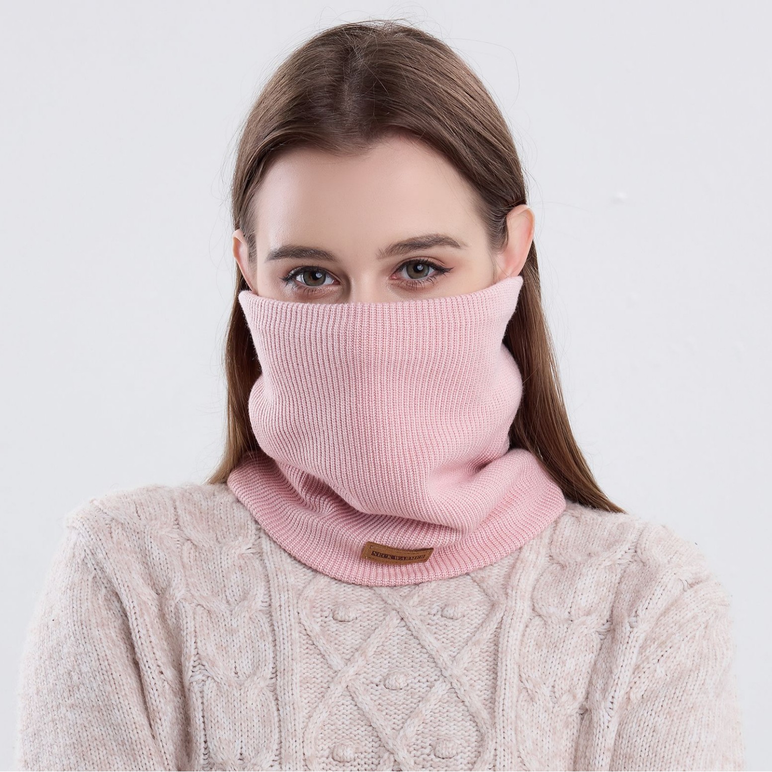 Neck Gaiter Fleece - 솔리드 컬러 플리스 안감 넥워머, 겨울용