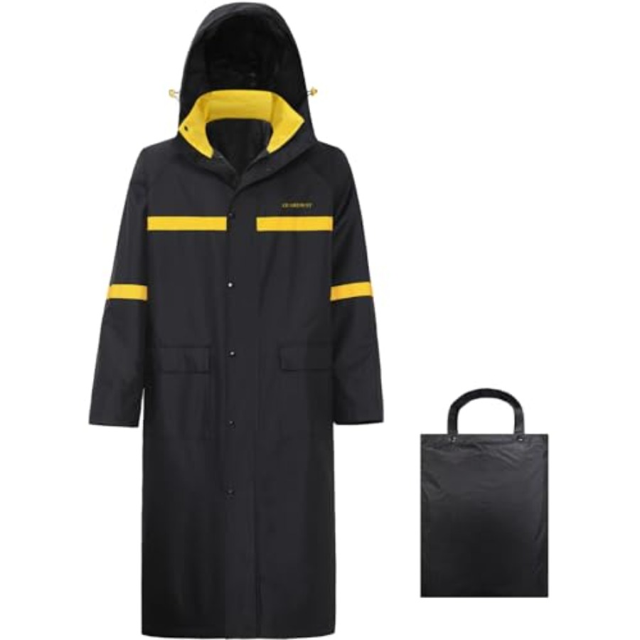 Down Jacket Packable - 남성용 롱 레인코트 방수 후드 레인