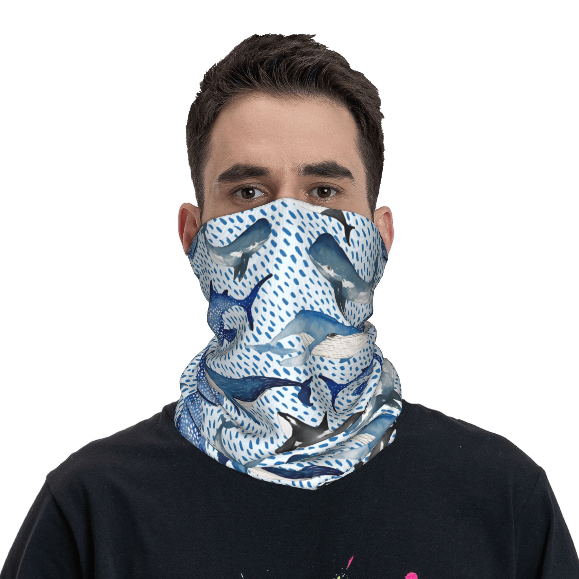 맞춤형 블루 워터컬러 상어 겨울 헤드밴드 넥 워머 남성 - Neck Gaiter Fleece 리뷰 및 가격