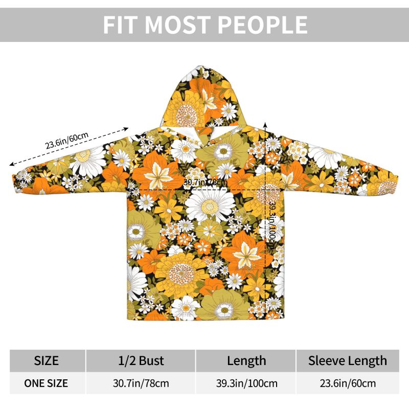 히피 플라워 플로럴 레트로 블랭킷 후디 여성용 오버사이 - Sherpa Hoodie Fleece 리뷰 및 가격