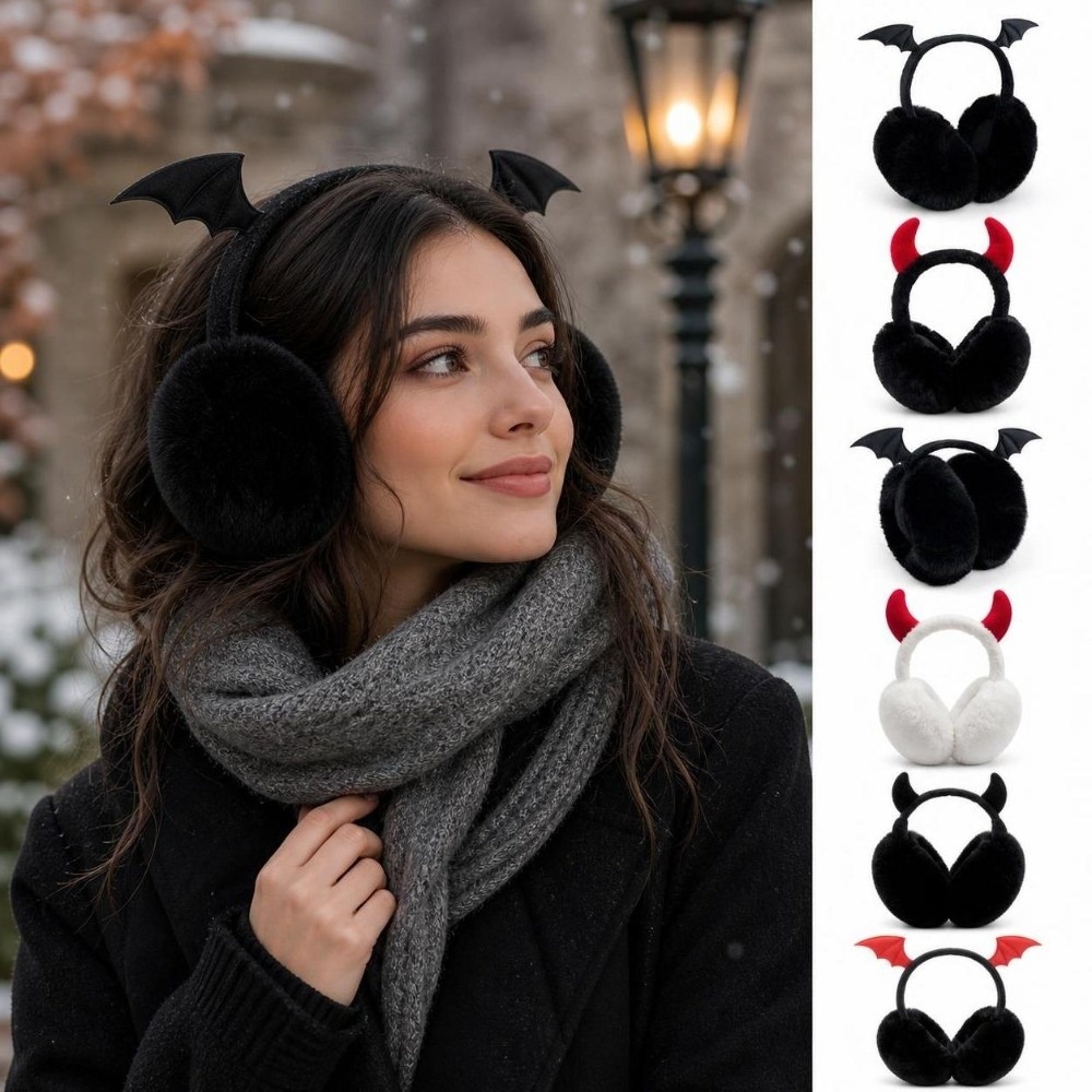 고딕 스타일 접이식 귀마개 박쥐 날개 악마 뿔 인조 퍼 - Earmuffs Foldable 리뷰 및 가격