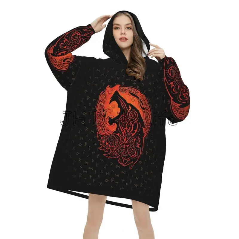 Viking Wolf Knot Fenrir 웨어러블 후 - Sherpa Hoodie Fleece 리뷰 및 가격