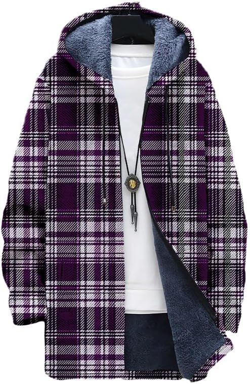 남성용 체크무늬 가디건 오버사이즈 지퍼 후드 플리스 안 - Sherpa Hoodie Fleece 리뷰 및 가격
