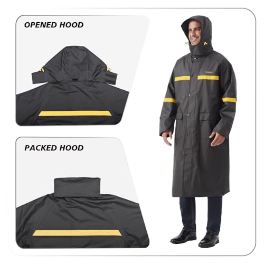 남성용 롱 레인코트 방수 후드 레인 자켓 야외 활동 및 - Down Jacket Packable 리뷰 및 가격